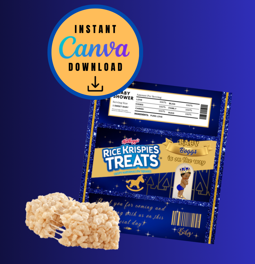 Royal Baby Shower Bundle Pack ,chip bag, fruit snacks and rice krispies treats Templates, Personalized Digital File