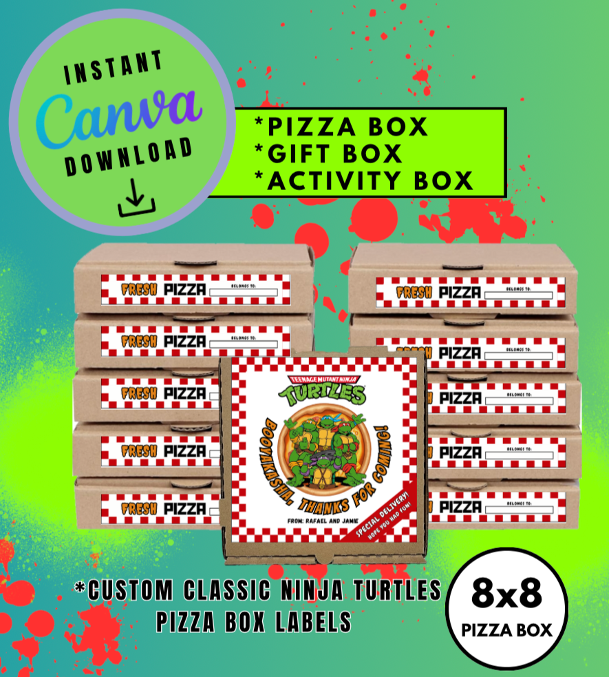 classic-ninja-turtles-8x8-pizza-box-label-template-turtles-customizab-leilani-fancy-favors for Free Printable Pizza Box Template Classic Ninja Turtles 8x8 Pizza Box Label Template, turtles Customizab – Leilani Fancy Favors for Free Printable Pizza Box Template