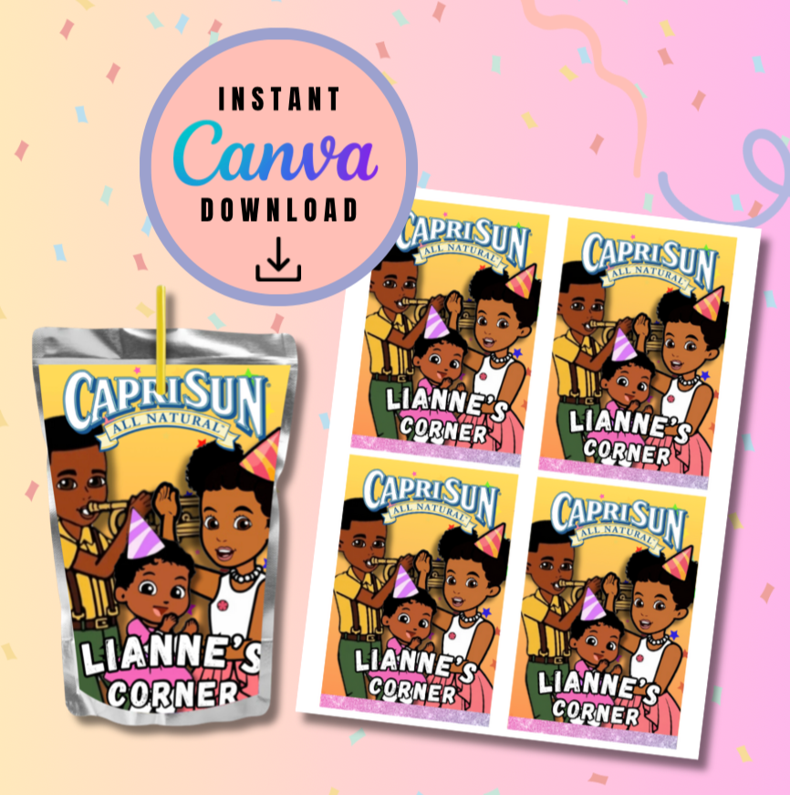 Gracie's Corner Star Birthday Party Juice Pouch labels, Printable Party Favors, Customizable Caprisuns label, Gracie's Corner label