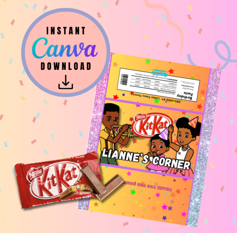 Gracie's Corner Star Birthday Party Favor KitKat wrapper, Printable Party Favors, Customizable chocolate bar label, Gracie's Corner label