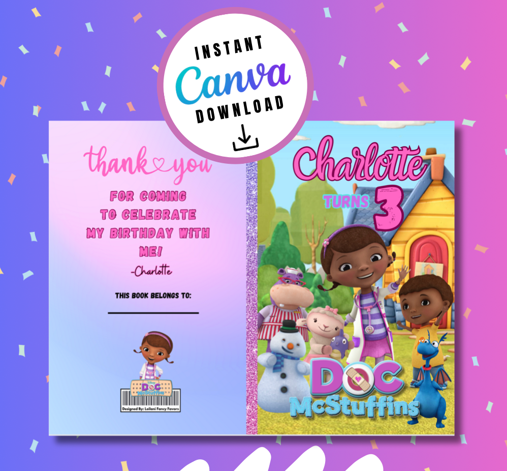 Doc & Friends Coloring book cover Template, Doc Customizable template, Personalized Doc and Friends Digital File