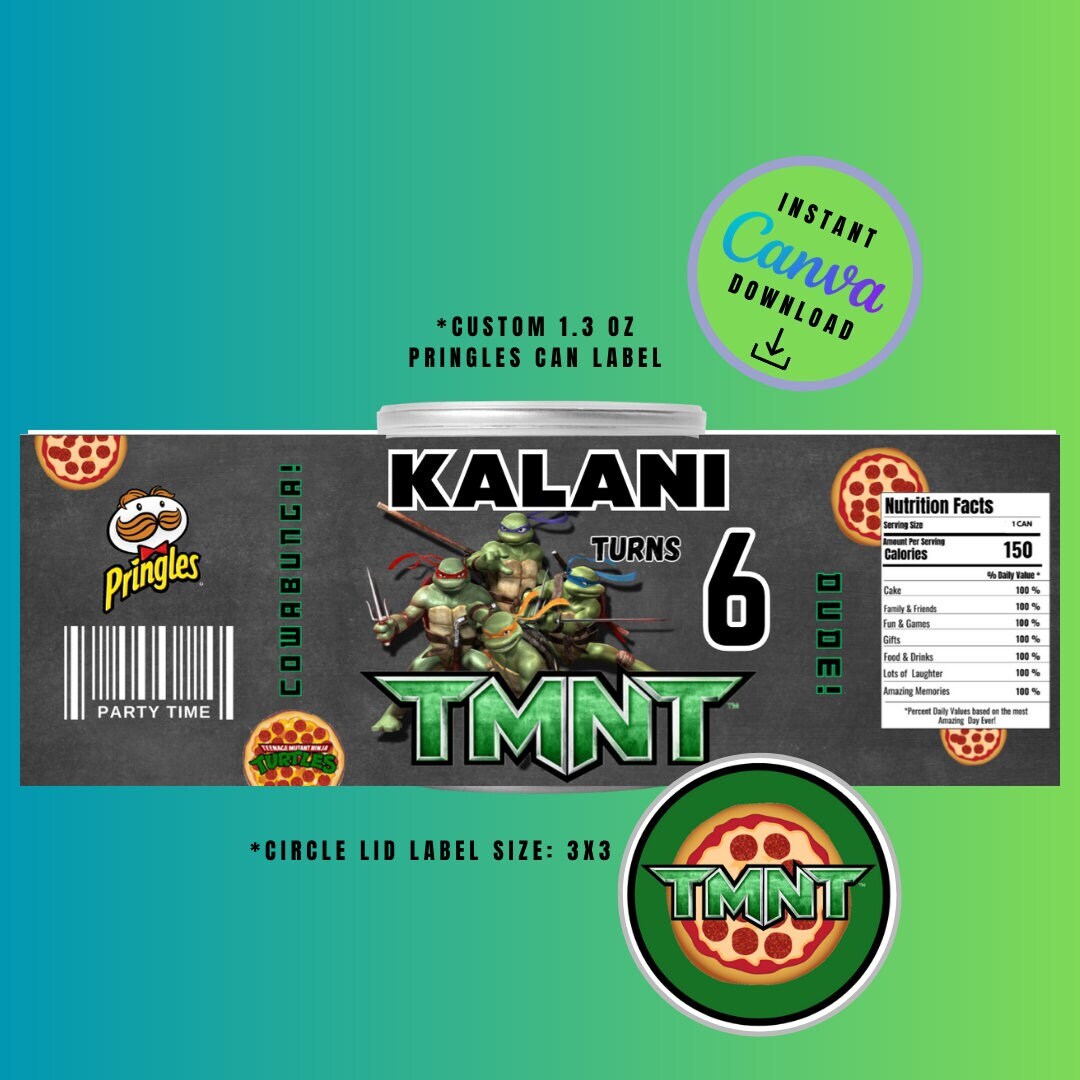 Ninja Pringles Can Template, Customizable Pringles Can, Personalized Mutant Ninja Digital File turtle ninja