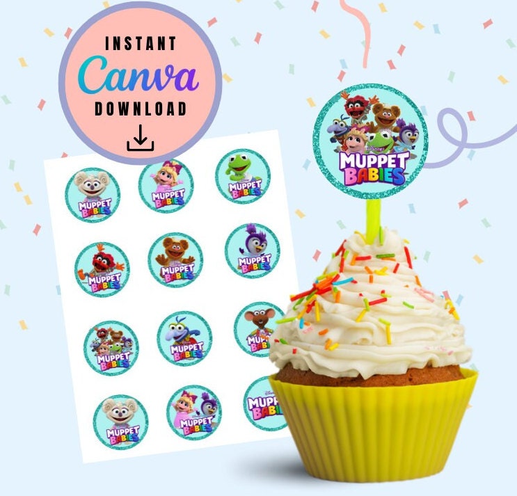 Muppet Babies Birthday Party cupcake toppers, Printable Party Favors, Muppet Babies cupcake toppers