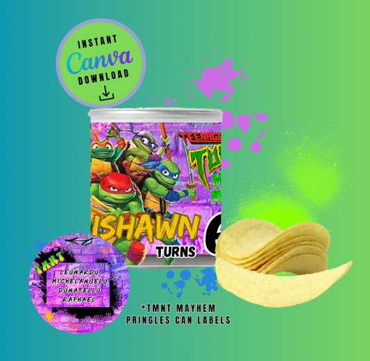 1.3oz Purple Brick Graffiti Mayhem Chip Can label Template, turtles Customizable template, Personalized Mutant Turtles Digital File