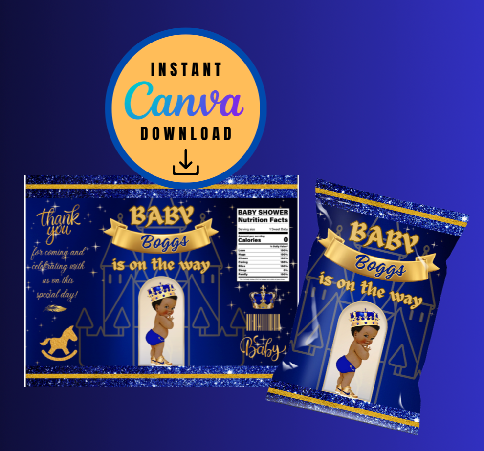 Royal Baby Shower Chip Bag Template