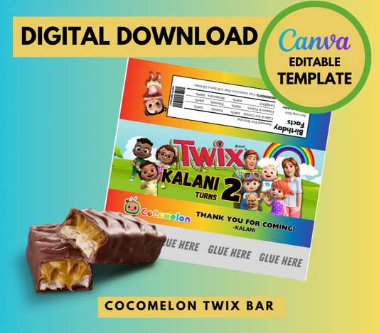 Cocomelon All Characters Twix bar wrapper Template, Customizable twix wrapper, Personalized Cocomelon JJ Digital File , Instant Download JJ and friends party