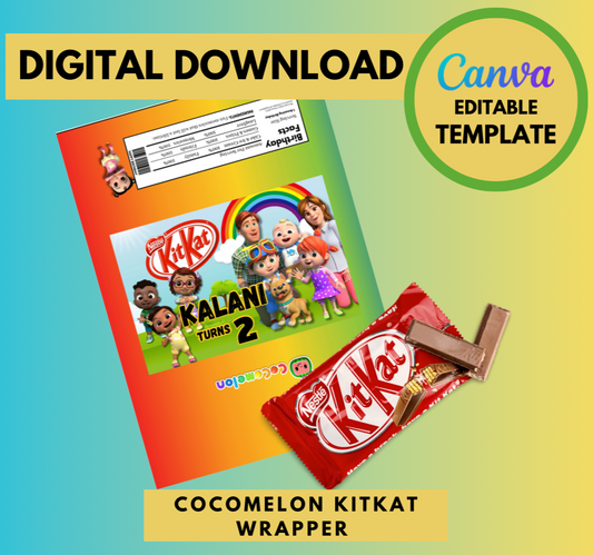 Cocomelon All Characters KitKat wrapper Template, Customizable KitKat wrapper , Personalized Cocomelon JJ Digital File , Instant Download JJ and friends party