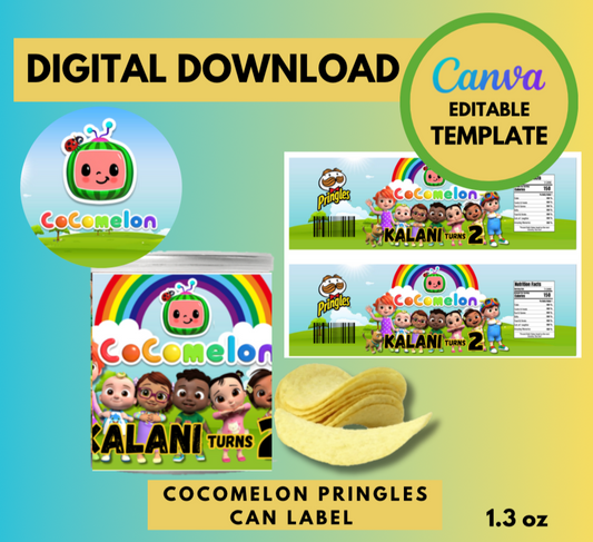 Cocomelon All Characters 1.3oz Pringles can label Template, Customizable Pringles , Personalized Cocomelon JJ Digital File , Instant Download JJ and friends party