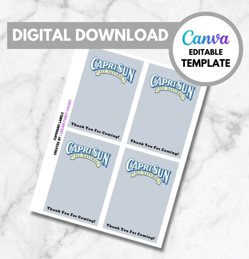 Blank Juice Pouch Label, Caprisuns label Template with Logo, Digital download, instant download