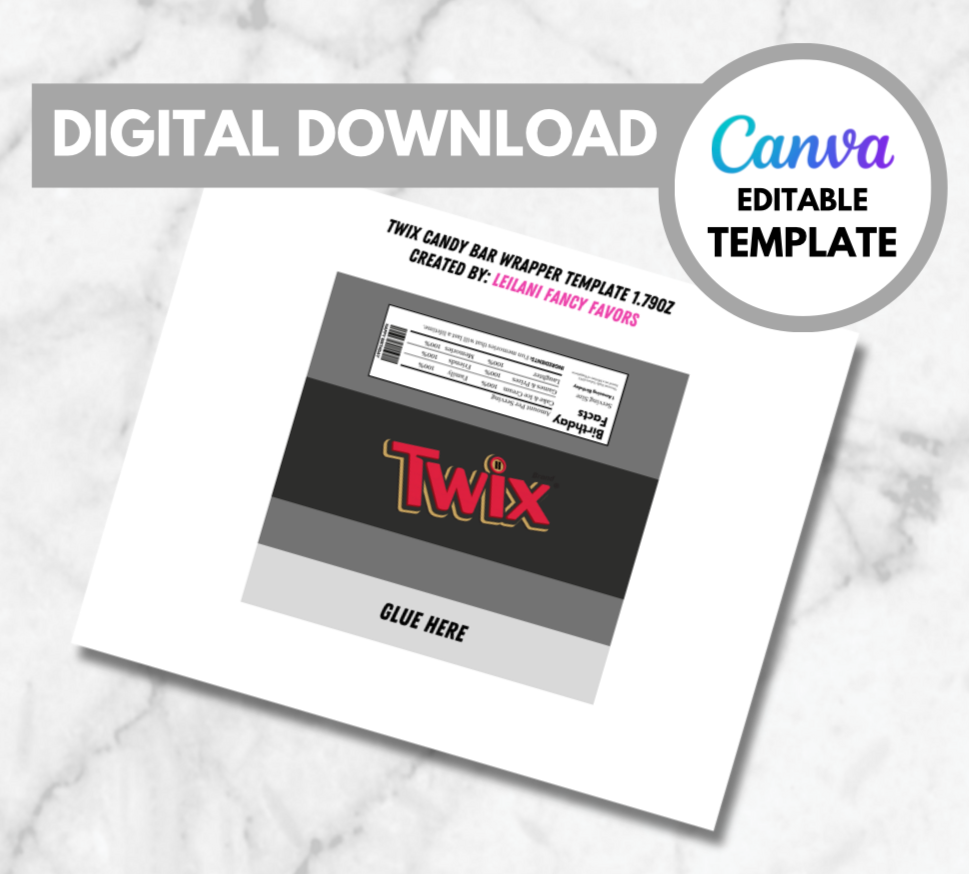 Blank Twix Bar label, Chocolate bar Wrapper Template with Logo, Digital download, instant download