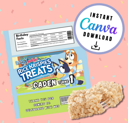 Blue & Friends Rice Treat label Template, Blue's Customizable template, Personalized Blue and Friends Digital File